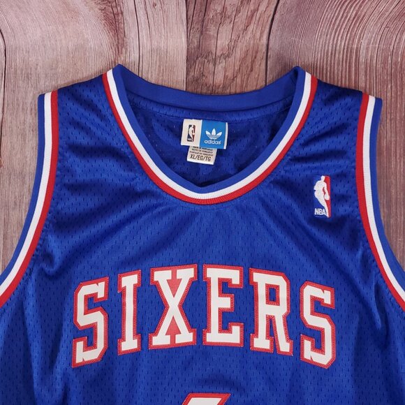 *FLAWS* Adidas Mens XL Julius Erving #6 76ers NBA Hardwood Classics Jersey - Picture 5 of 16